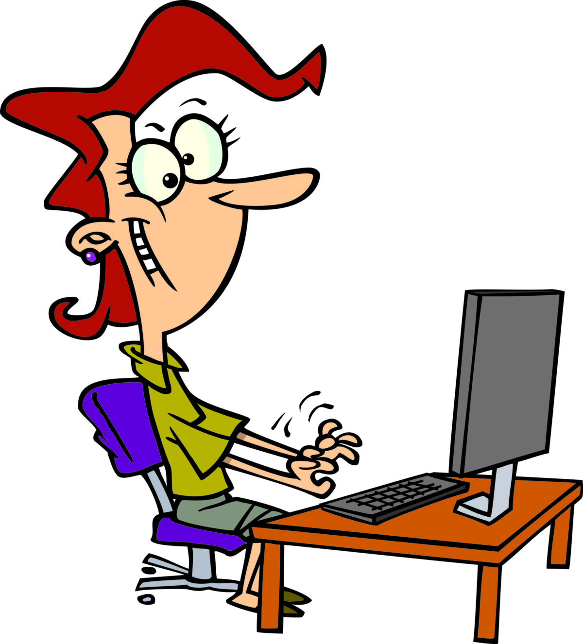 Cartoon women typing